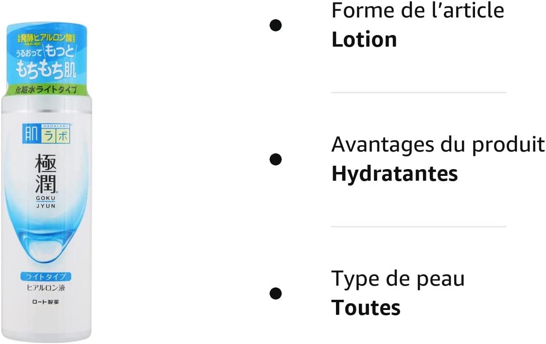 Lotion hydratante - Hada Labo Gokujyun Hyaluron Liquid Light Type - 170ml : Une formule légère pour une hydratation profonde et rapide